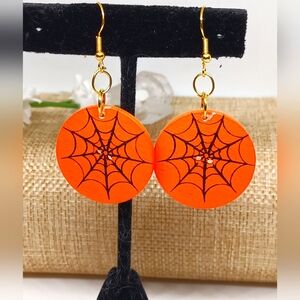 Halloween spider web earrings